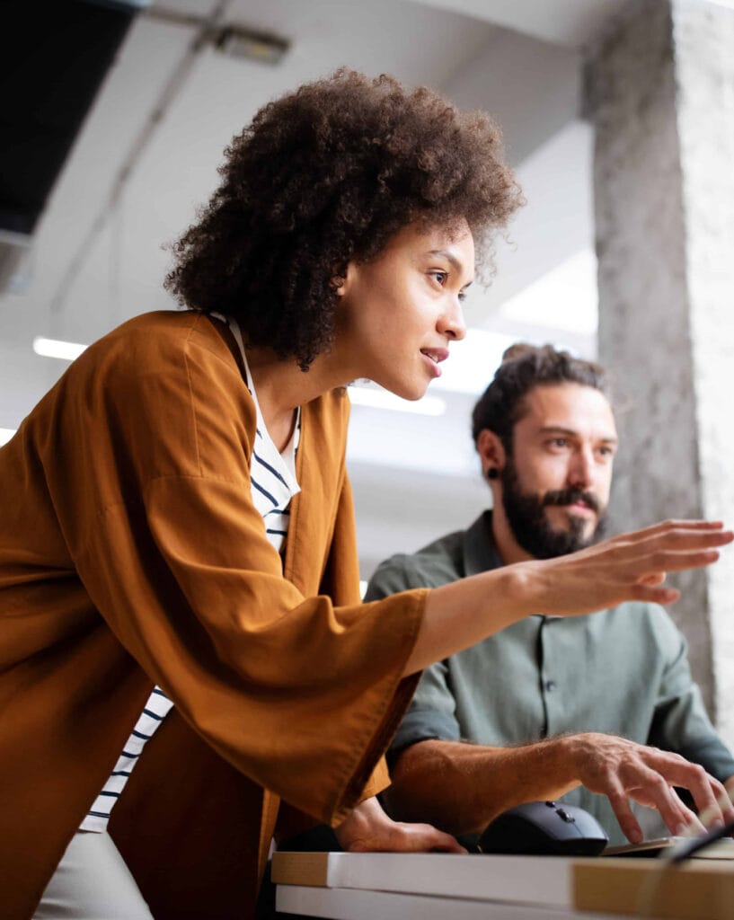 Woman explaining ecosystem and partners to a colleague