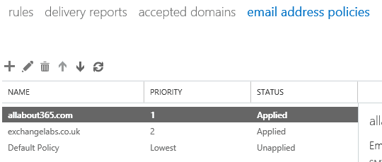 Exchange Email Address Policy