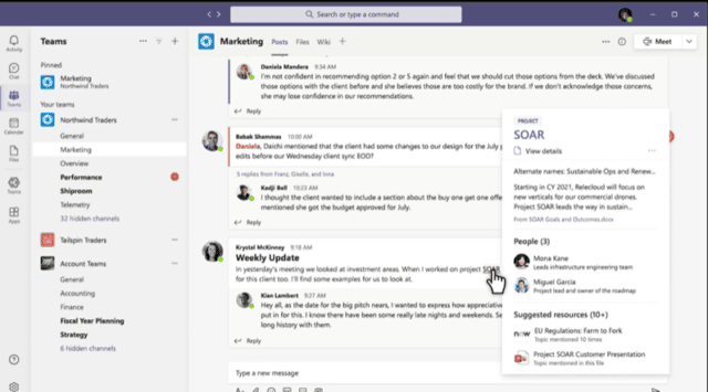 Viva Topics Card within Microsoft Teams